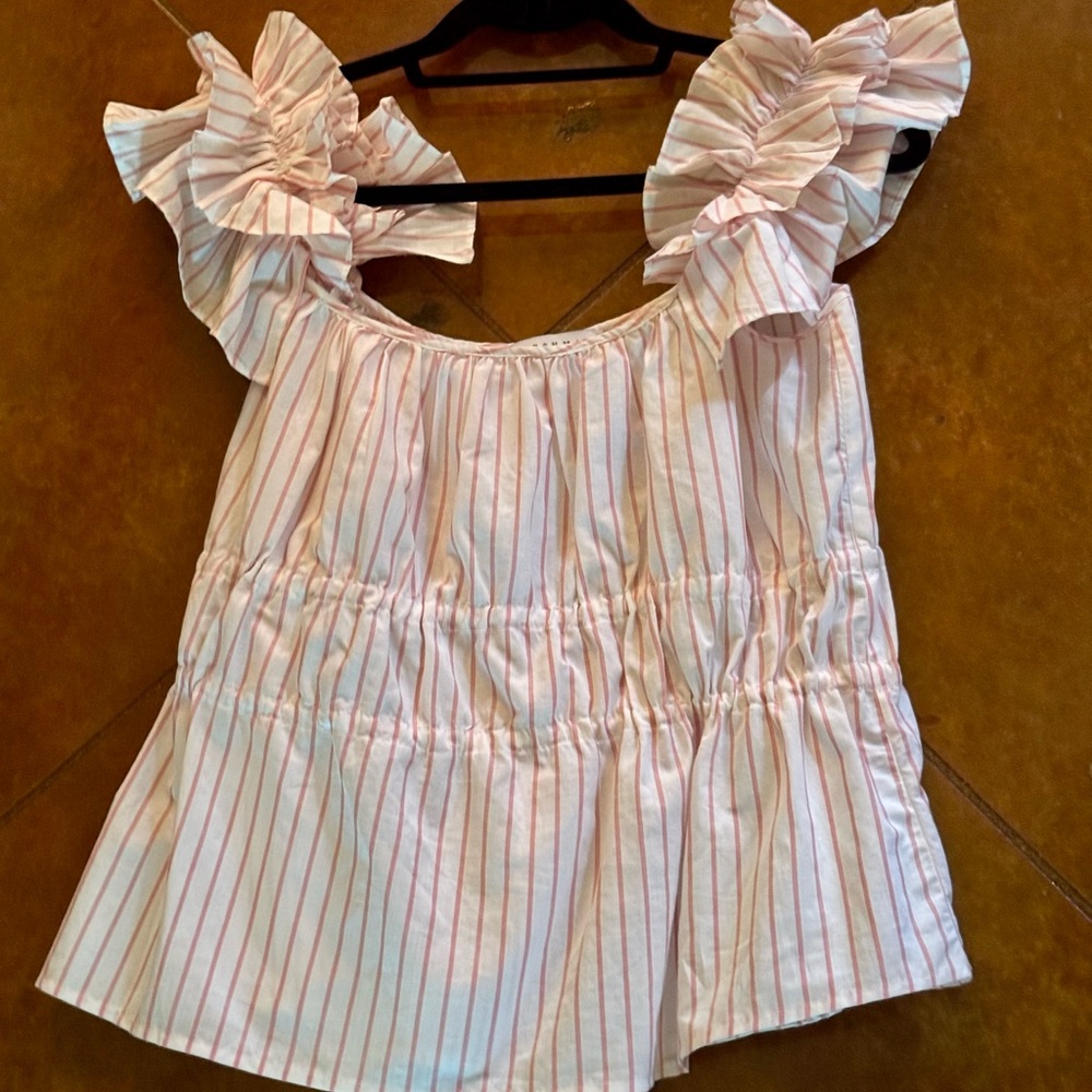 Striped Ruffle Sleeve Blouse - Picture 3 of 4